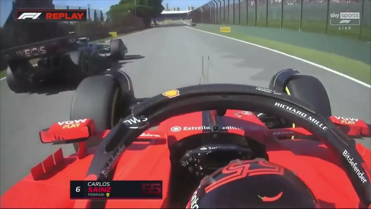 Carlos Sainz overtaking Mercedes drivers at Interlagos