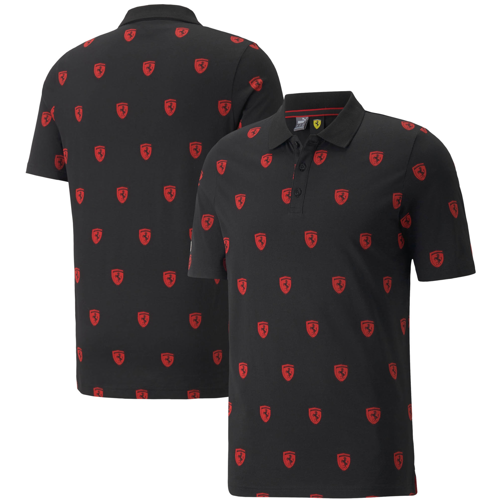 Scuderia Ferrari Race All Over Print Polo by Puma - Black