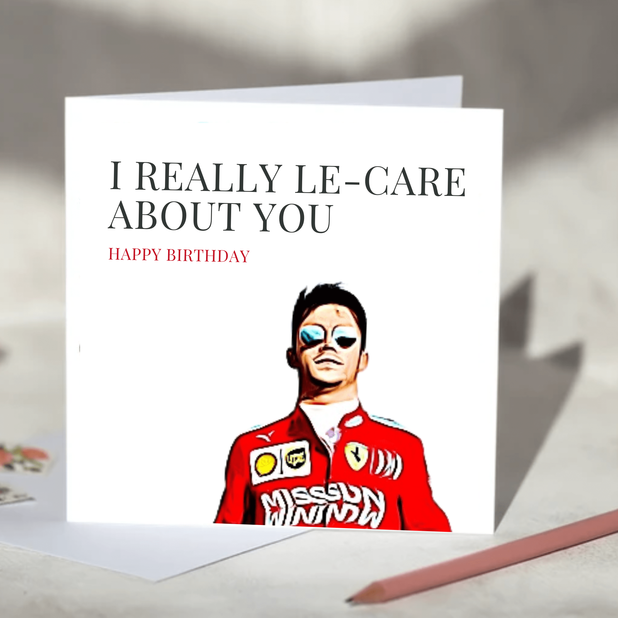 Formula One F1 Anniversary/ Birthday/ Valentines Card | I Really Le-Care About You | Charles Leclerc Ferrari Charles Leclerc