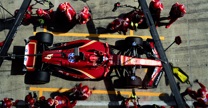 Charles Leclerc Ferrari SF-24 pit stop