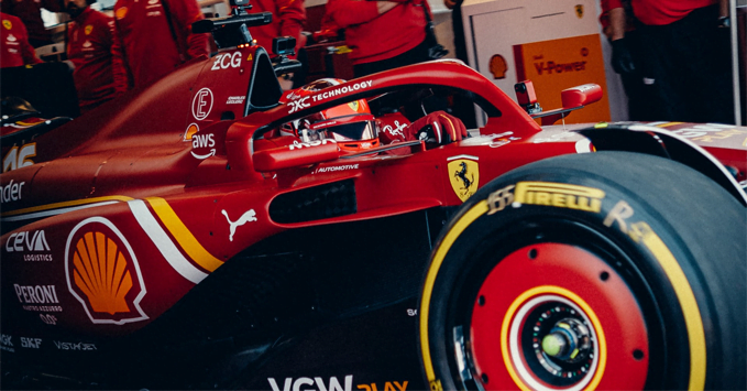 Ferrari SF-24 side view tire garage