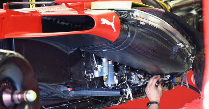 Ferrari SF-24 work in garage mechanic