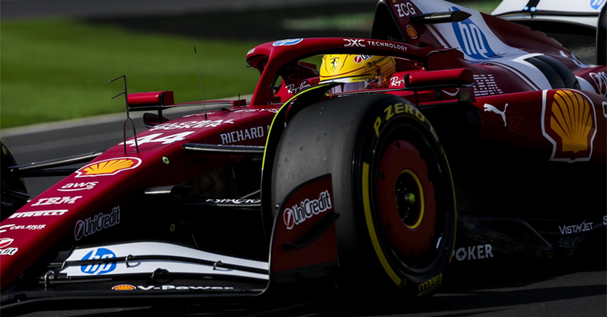 Lewis Hamilton, Ferrari SF-25, tire